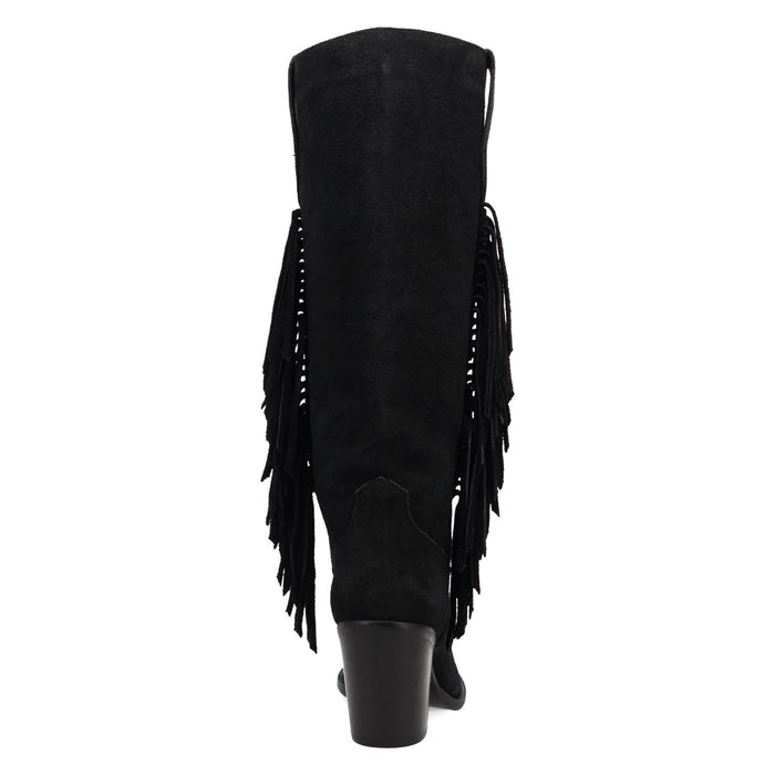 Dingo Womens Twister Black Suede 16in Fringe Cowboy Boots