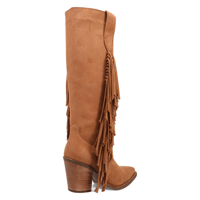 Dingo Womens Twister Camel Suede 16in Fringe Cowboy Boots