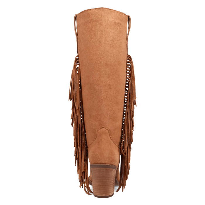 Dingo Womens Twister Camel Suede 16in Fringe Cowboy Boots