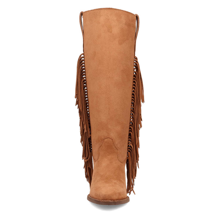 Dingo Womens Twister Camel Suede 16in Fringe Cowboy Boots