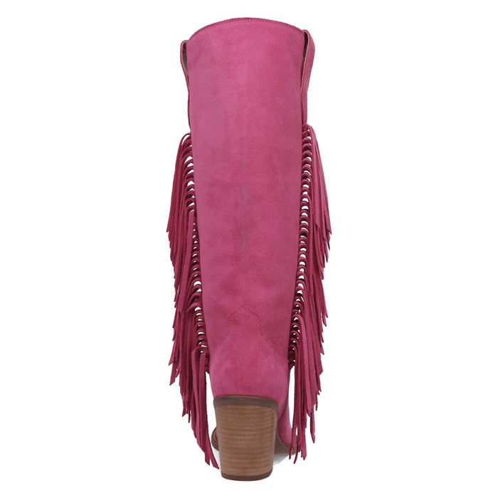 Dingo Womens Twister Fuchsia Suede 16in Fringe Cowboy Boots