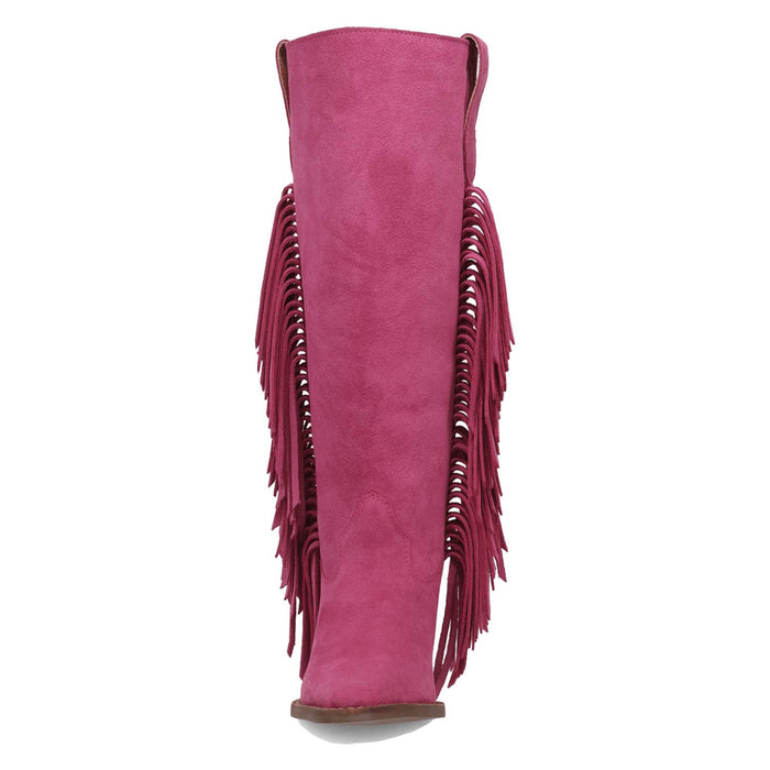 Dingo Womens Twister Fuchsia Suede 16in Fringe Cowboy Boots