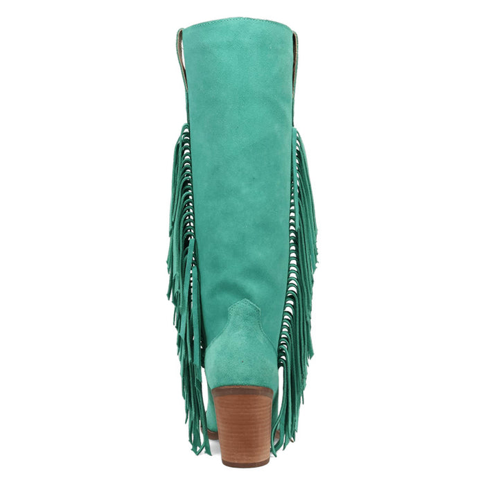 Dingo Womens Twister Green Suede 16in Fringe Cowboy Boots