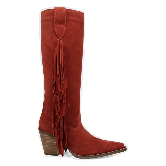 Dingo Womens Twister Red Suede 16in Fringe Cowboy Boots
