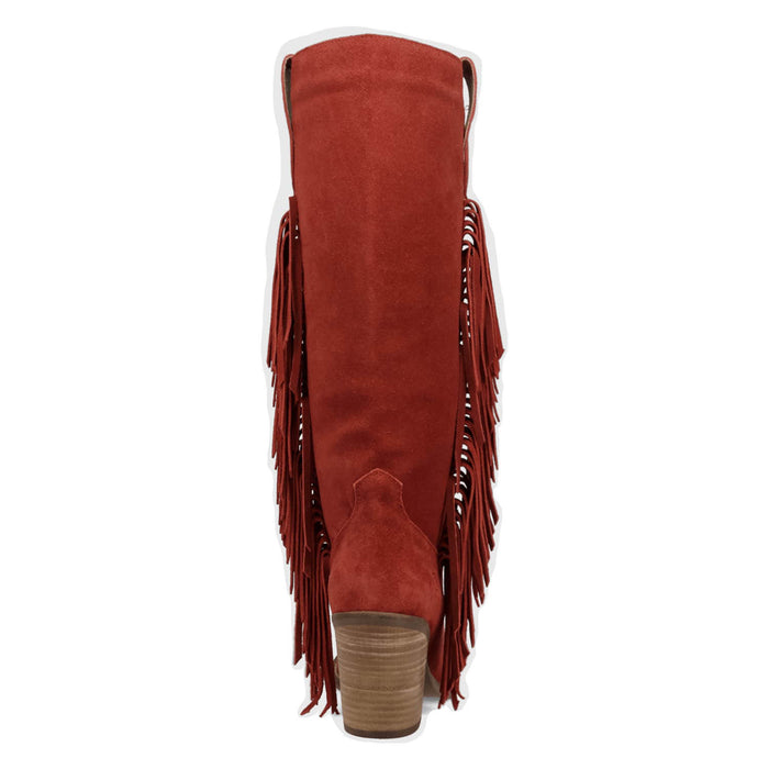 Dingo Womens Twister Red Suede 16in Fringe Cowboy Boots