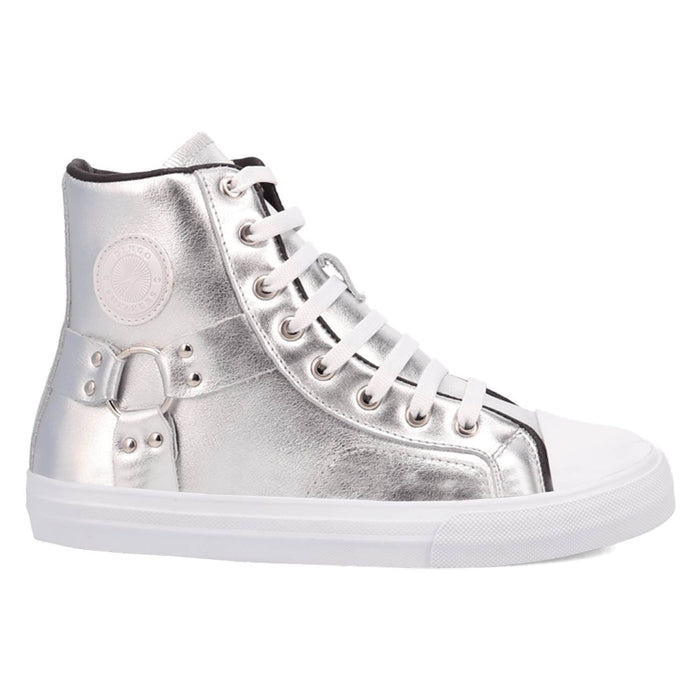 Dingo Womens Knarly Silver Leather Harness Sneakers Shoes