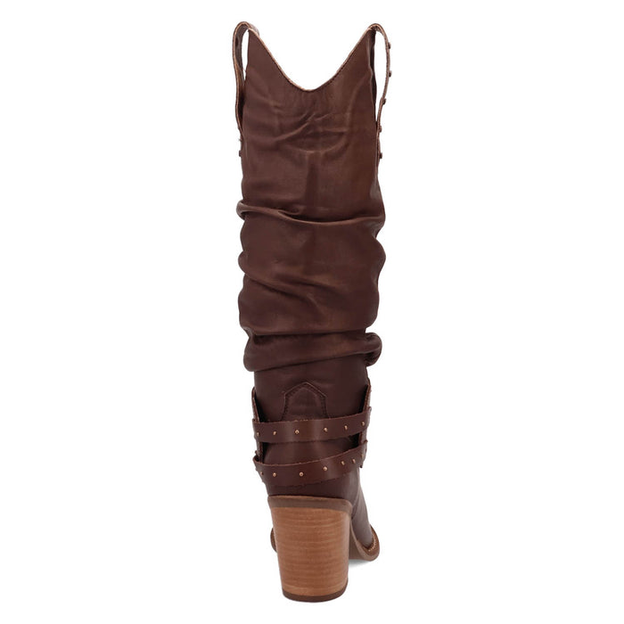 Dingo Womens Grit N Grace Brown Leather 16in Stud Fashion Boots