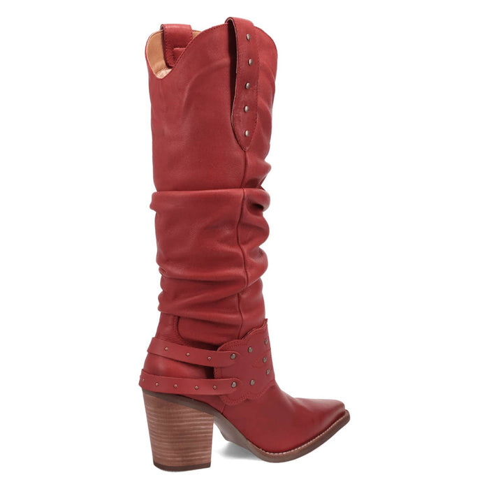 Dingo Womens Grit N Grace Red Leather 16in Stud Fashion Boots