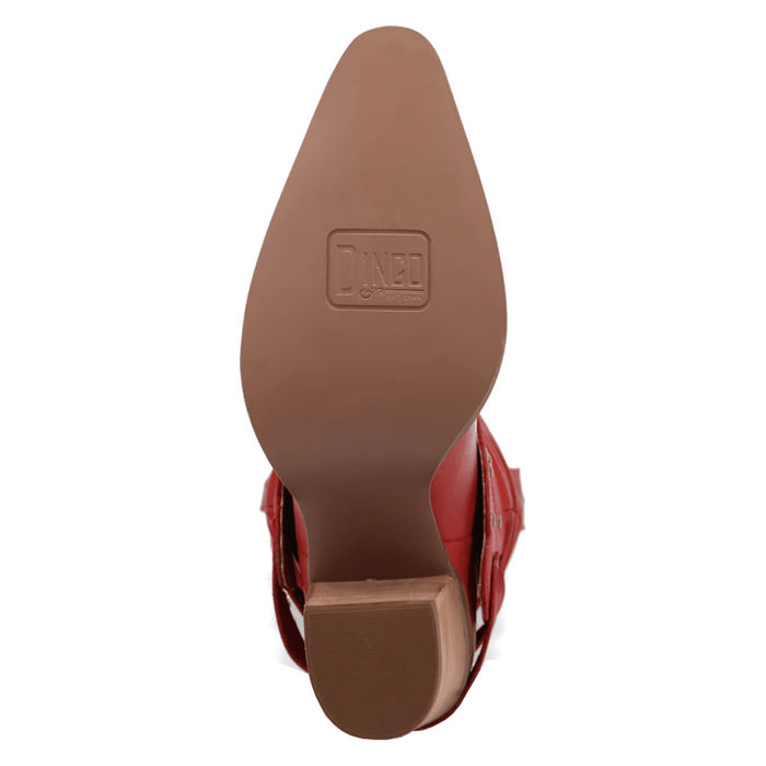 Dingo Womens Grit N Grace Red Leather 16in Stud Fashion Boots