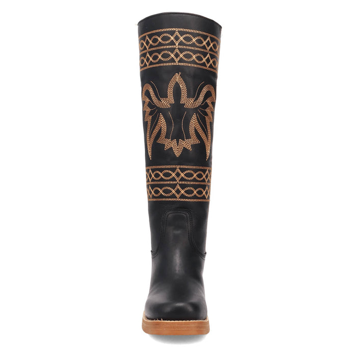 Dingo Womens Avalon Black Leather 16in Vintage Fashion Boots