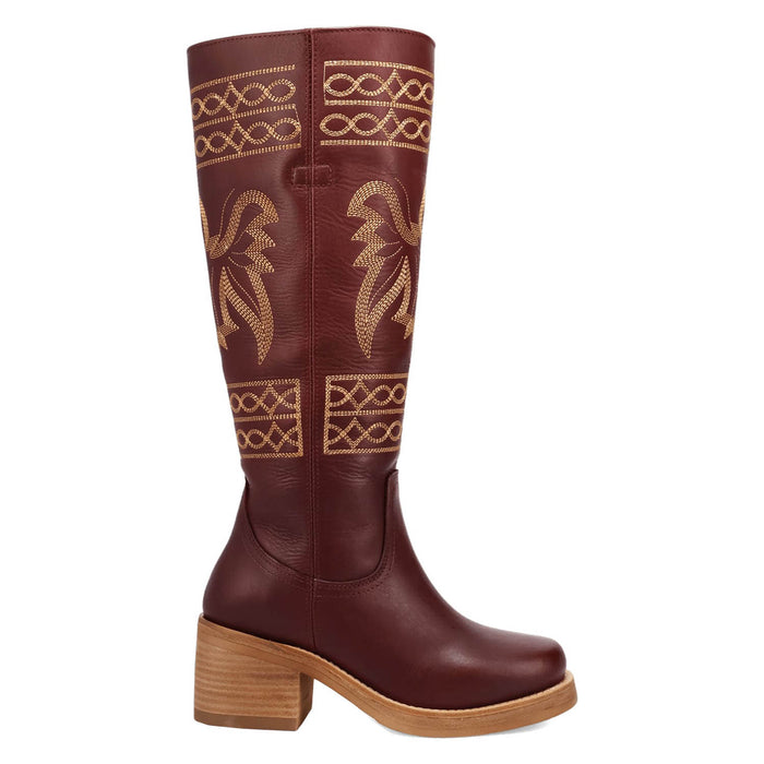 Dingo Womens Avalon Merlot Leather 16in Vintage Fashion Boots