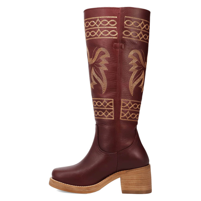 Dingo Womens Avalon Merlot Leather 16in Vintage Fashion Boots