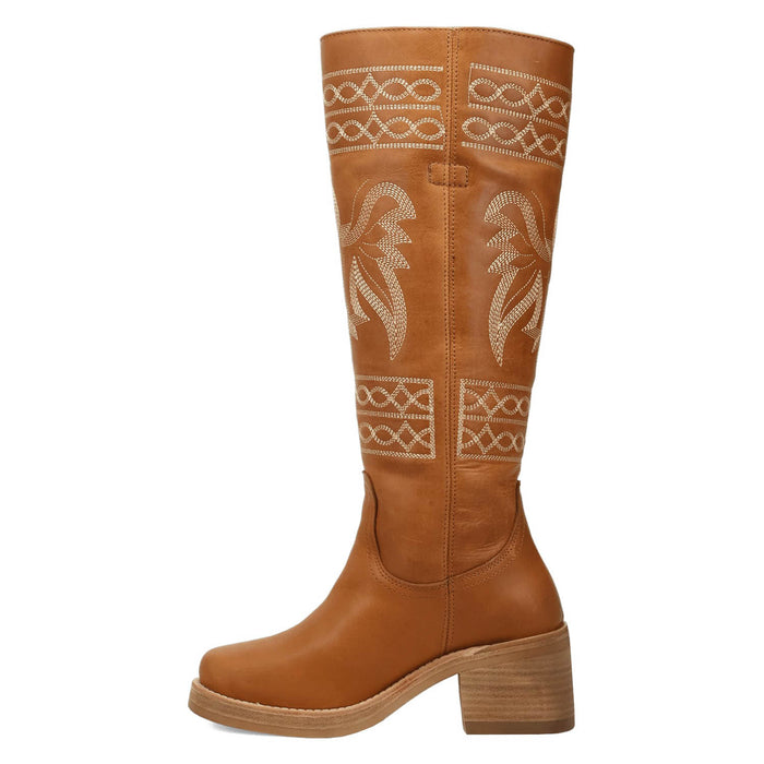 Dingo Womens Avalon Tan Leather 16in Vintage Fashion Boots