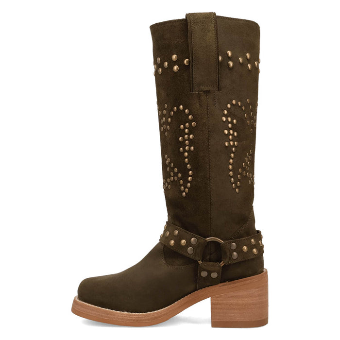 Dingo Womens Troubadour Olive Suede 16in Fashion Boots