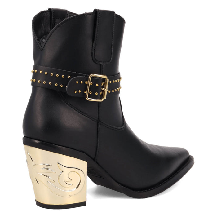 Dingo Womens Milan Bootie Black Leather 7in Ankle Boots