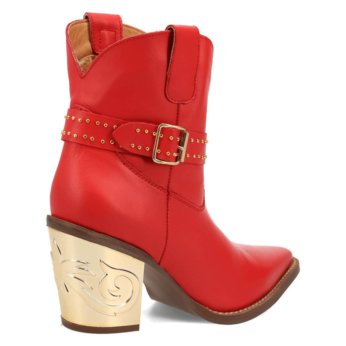 Dingo Womens Milan Bootie Red Leather 7in Ankle Boots