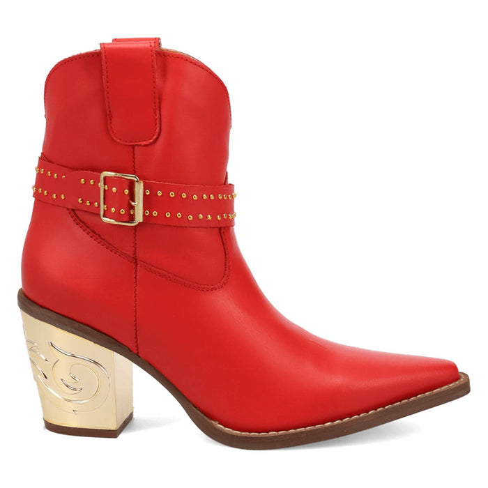 Dingo Womens Milan Bootie Red Leather 7in Ankle Boots