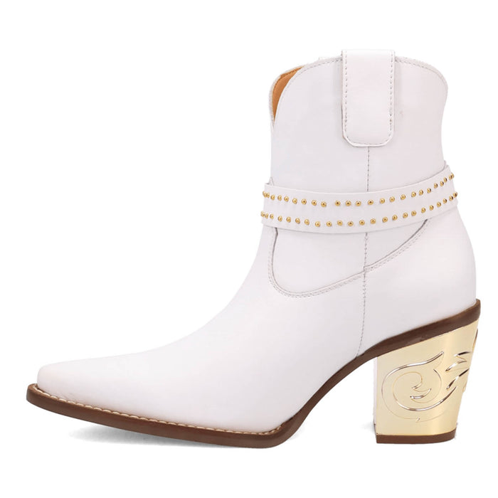 Dingo Womens Milan Bootie White Leather 7in Ankle Boots