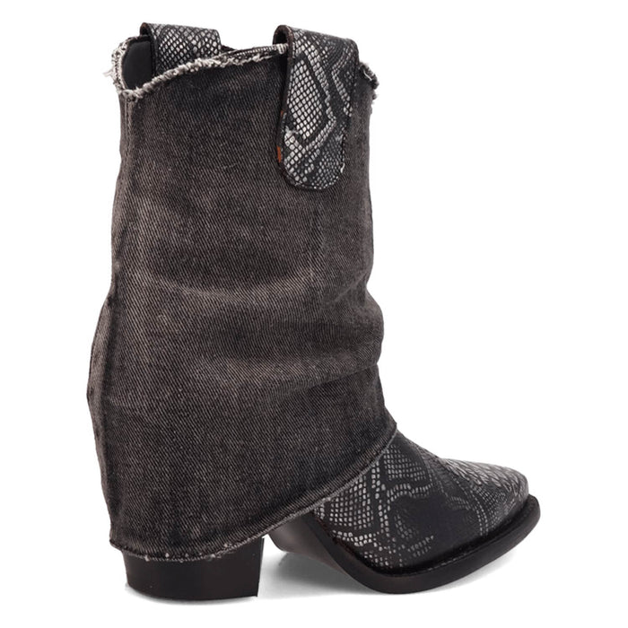 Dingo Womens Denim Dream Bootie Black Leather 7in Ankle Boots