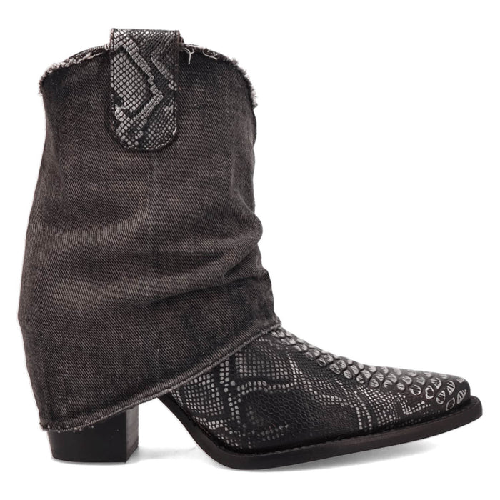 Dingo Womens Denim Dream Bootie Black Leather 7in Ankle Boots