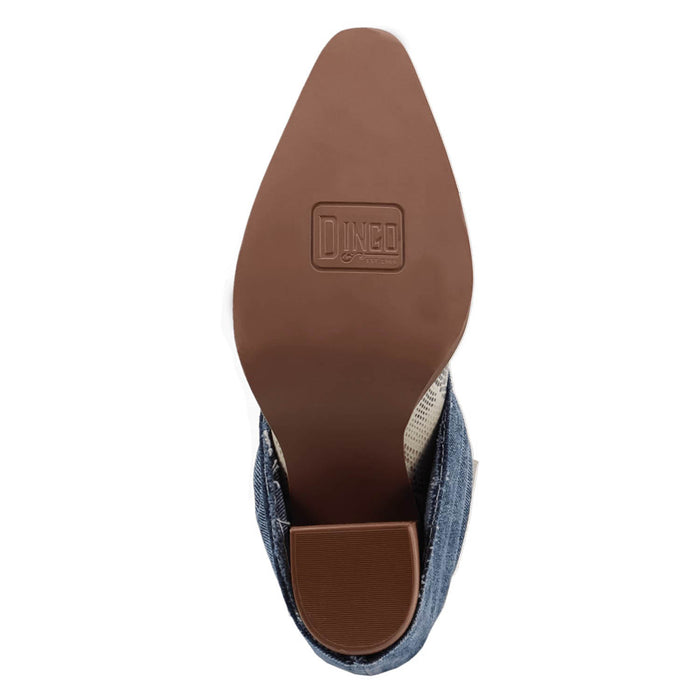Dingo Womens Denim Dream Bootie Blue Leather 7in Ankle Boots