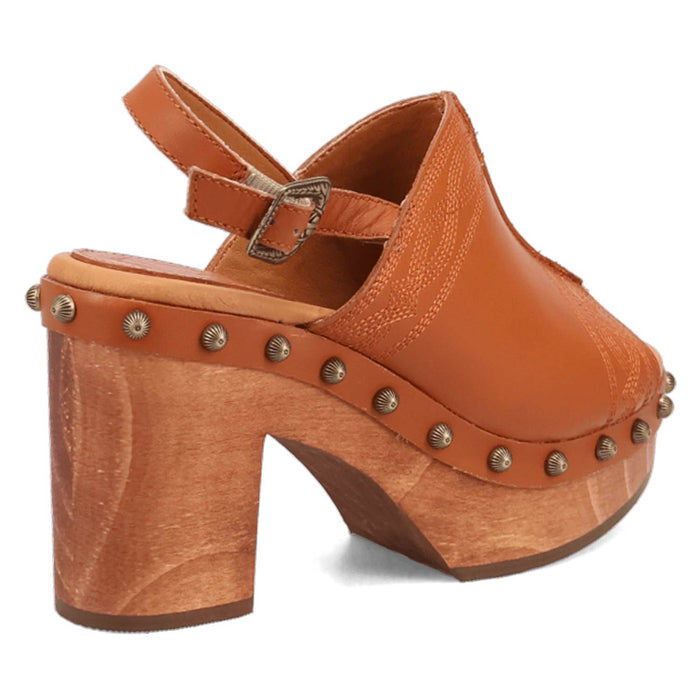 Dingo Womens Clover Wooden Russet Leather Stud Sandals Shoes