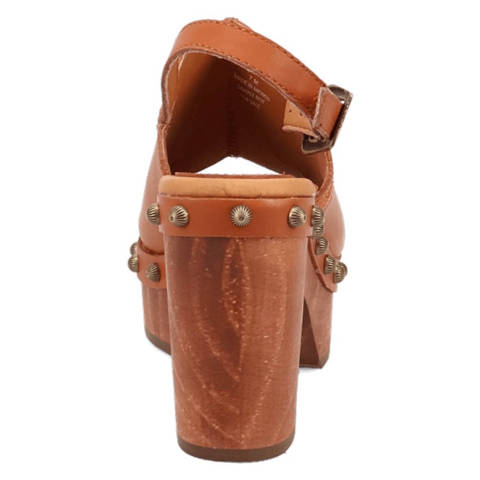 Dingo Womens Clover Wooden Russet Leather Stud Sandals Shoes