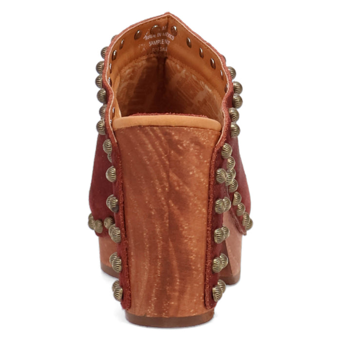 Dingo Womens Echo Wooden Merlot Leather Stud Sandals Shoes