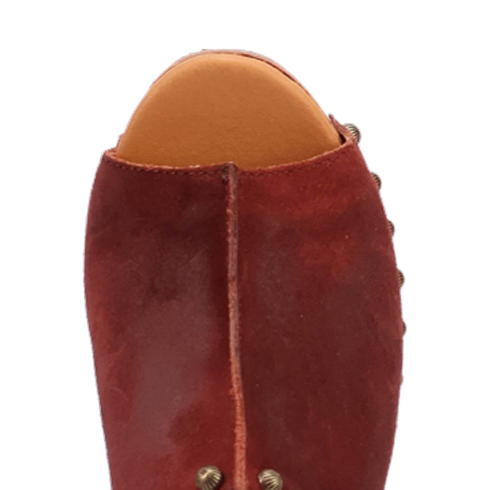 Dingo Womens Echo Wooden Merlot Leather Stud Sandals Shoes
