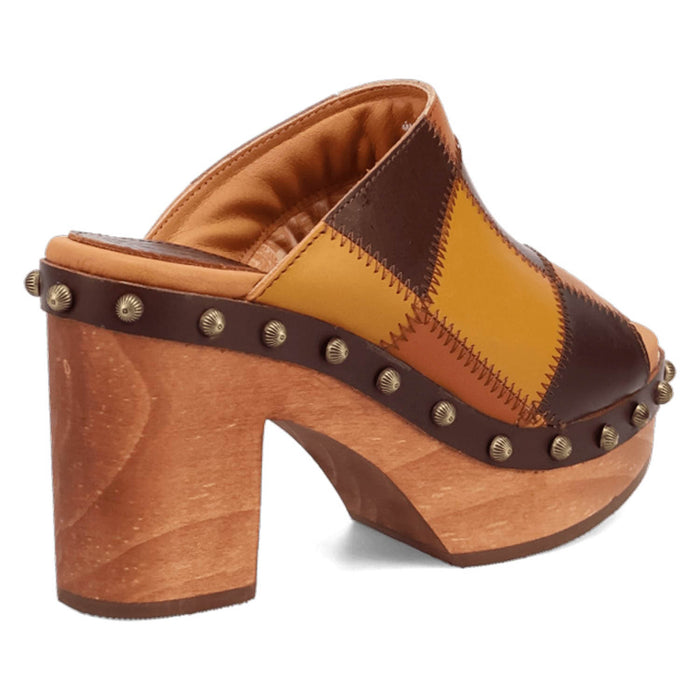 Dingo Womens Mosaic Wooden Multi-Color Leather Stud Sandals Shoes