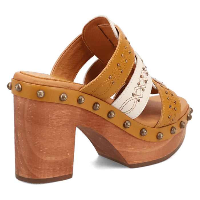 Dingo Womens Chateau Wooden Plantain Leather Stud Sandals Shoes