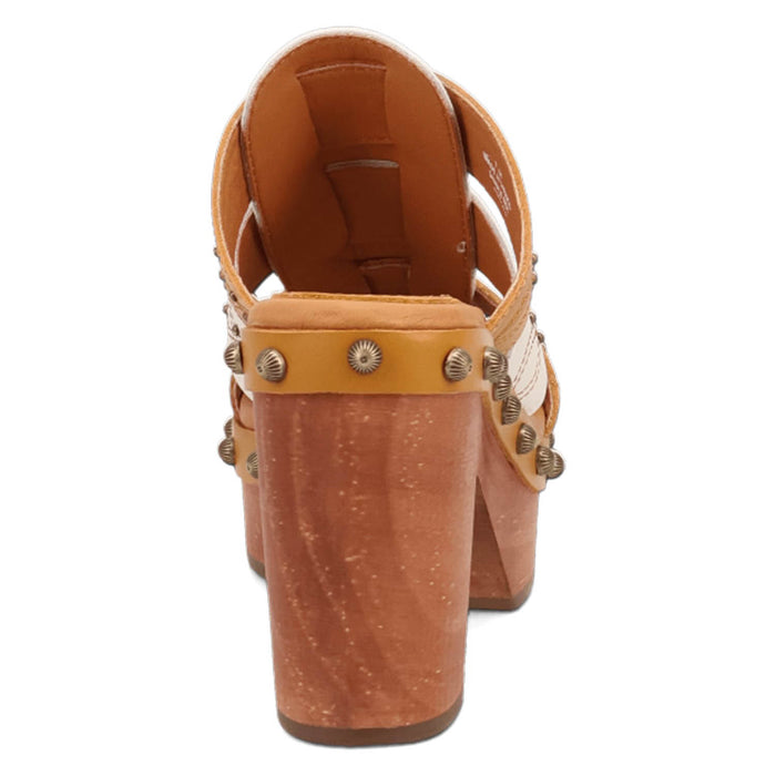 Dingo Womens Chateau Wooden Plantain Leather Stud Sandals Shoes