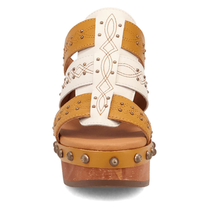 Dingo Womens Chateau Wooden Plantain Leather Stud Sandals Shoes