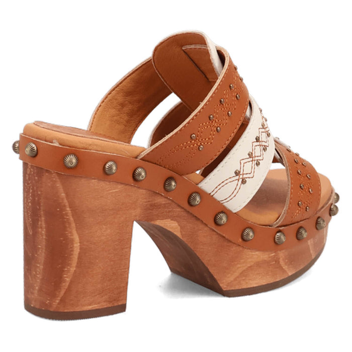Dingo Womens Chateau Wooden Russet Leather Stud Sandals Shoes
