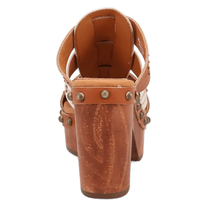Dingo Womens Chateau Wooden Russet Leather Stud Sandals Shoes