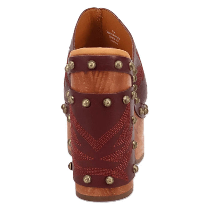 Dingo Womens Free Spirit Wooden Merlot Leather Stud Sandals Shoes
