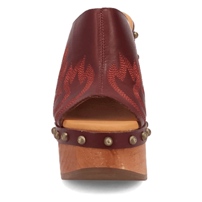 Dingo Womens Free Spirit Wooden Merlot Leather Stud Sandals Shoes