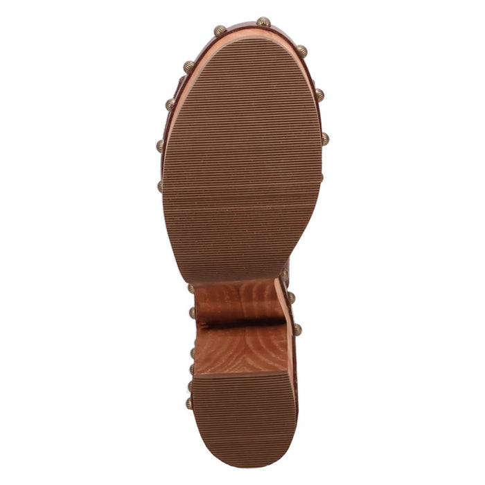Dingo Womens Free Spirit Wooden Merlot Leather Stud Sandals Shoes