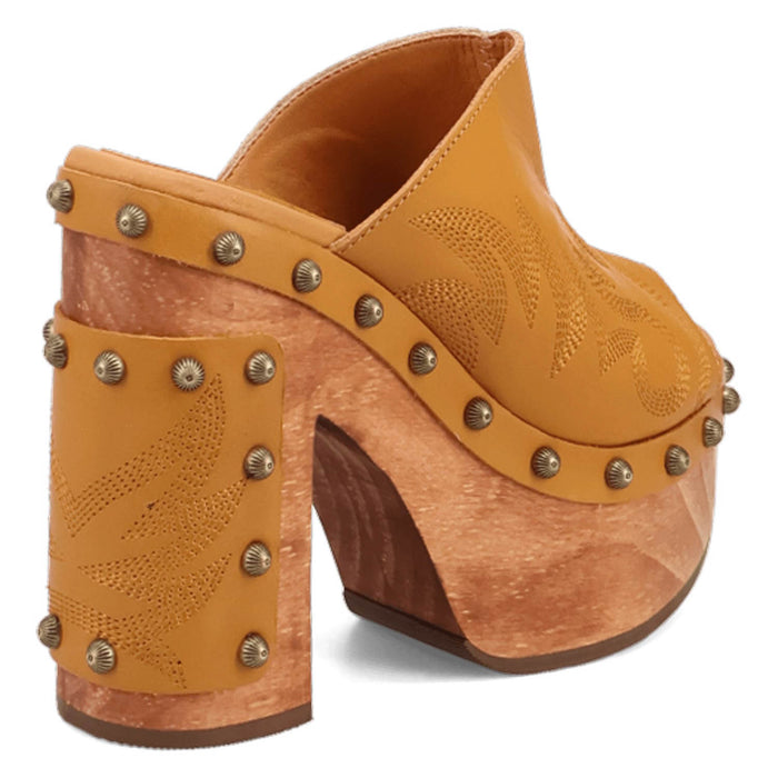 Dingo Womens Free Spirit Wooden Plantain Leather Stud Sandals Shoes