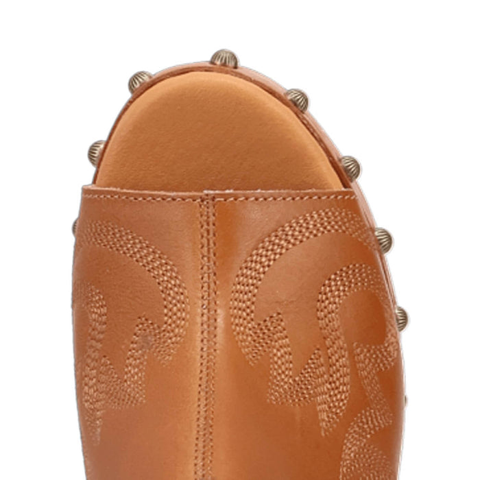 Dingo Womens Free Spirit Wooden Tan Leather Stud Sandals Shoes
