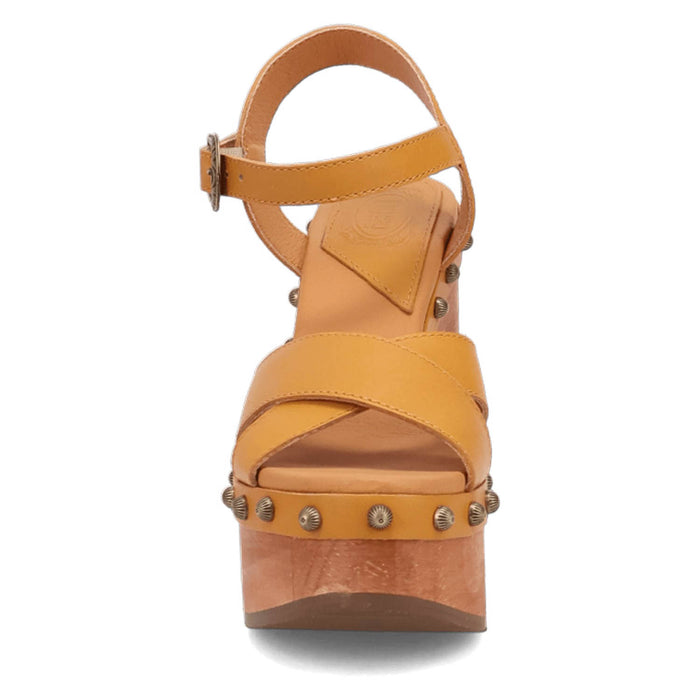 Dingo Womens Lotus Wooden Plantain Leather Stud Sandals Shoes