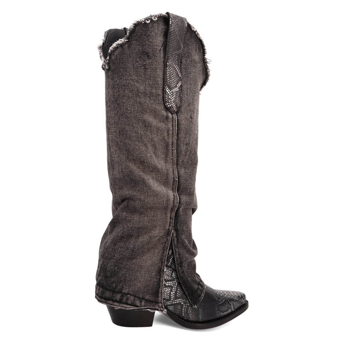 Dingo Womens Shabby Black Leather 16in Cowboy Boots