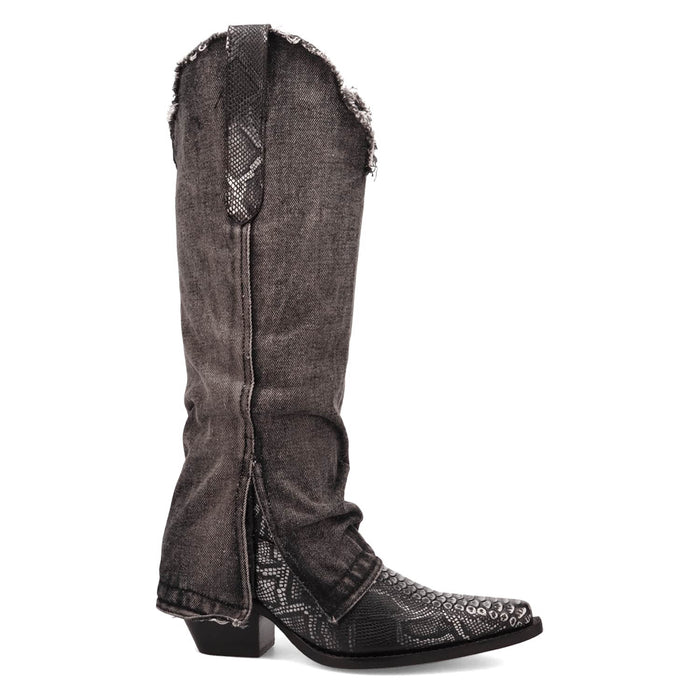 Dingo Womens Shabby Black Leather 16in Cowboy Boots