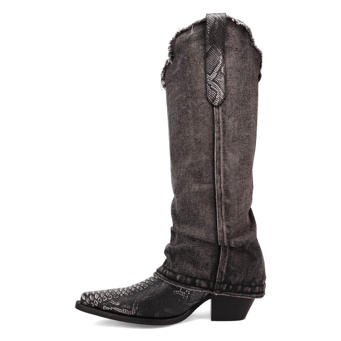 Dingo Womens Shabby Black Leather 16in Cowboy Boots