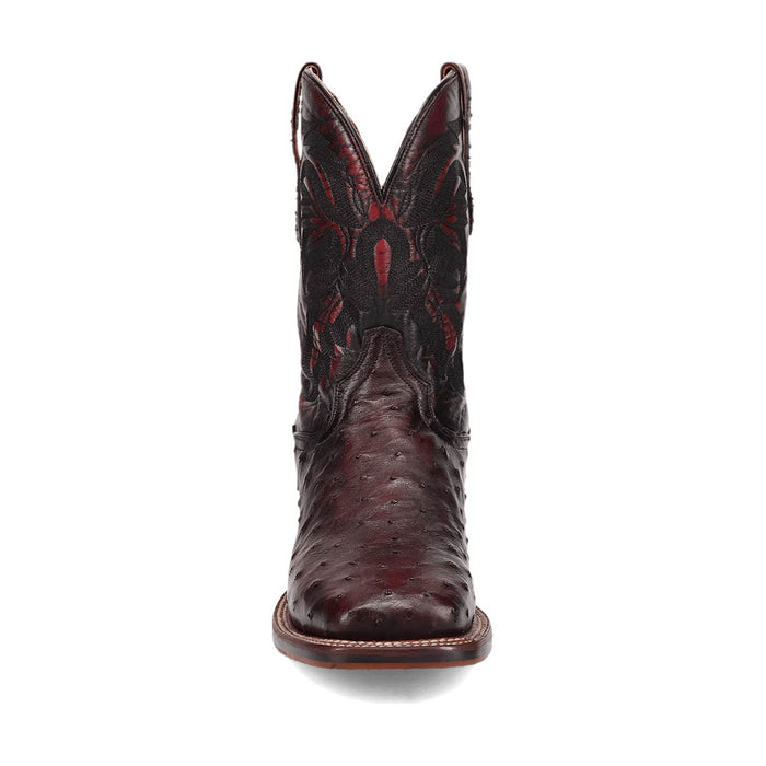 Dan Post Mens Alamosa Black Cherry Full Quill Ostrich Cowboy Boots