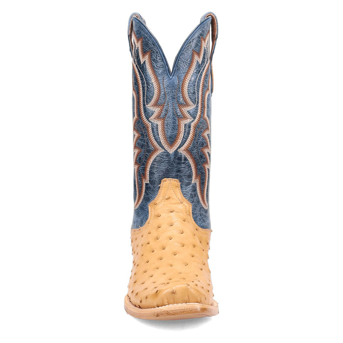 Dan Post Mens Brady Tan/Blue Full Quill Ostrich Cowboy Boots