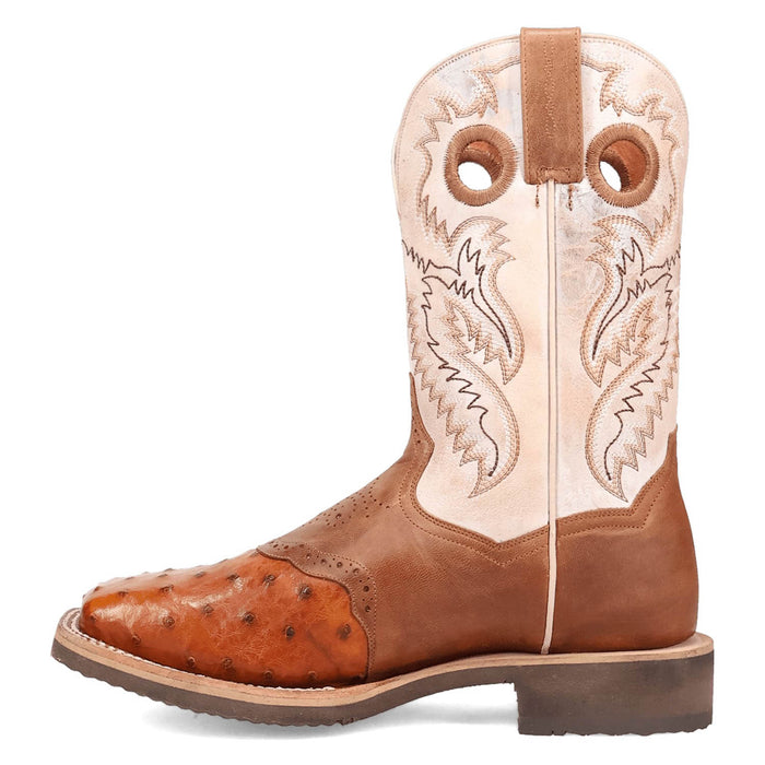 Dan Post Mens Martel Brown/Bone Full Quill Ostrich Cowboy Boots