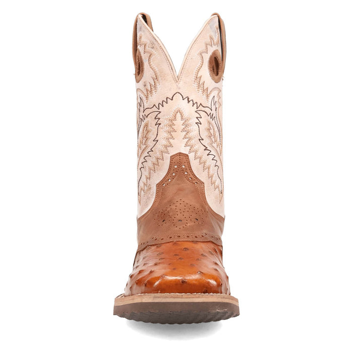 Dan Post Mens Martel Brown/Bone Full Quill Ostrich Cowboy Boots