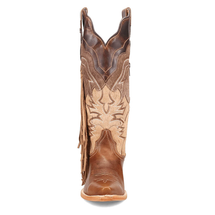 Dan Post Womens Dayla Tan Leather Fringe Cowboy Boots