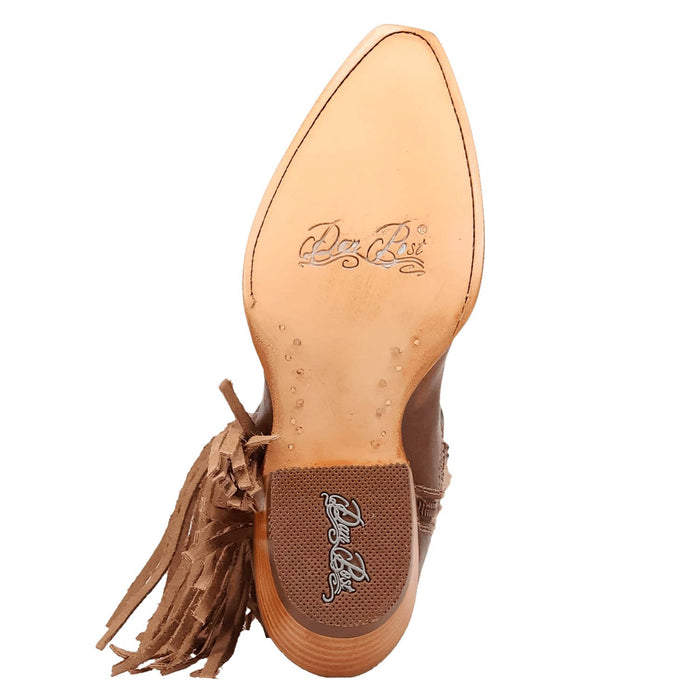 Dan Post Womens Dayla Tan Leather Fringe Cowboy Boots